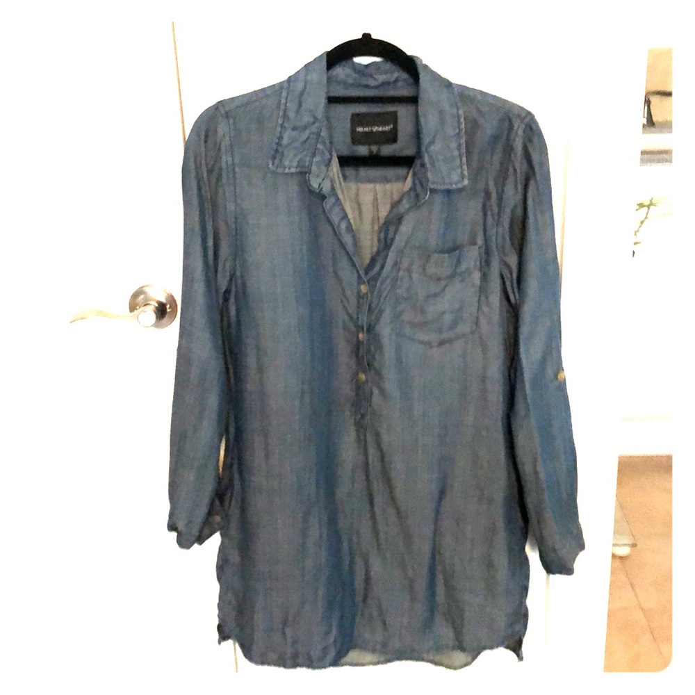 Denim Like Dress with Hand Pockets